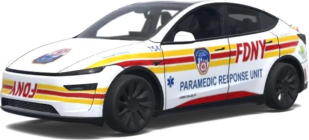 Feuerwehr-Sanitäter-Streifen-Folierung – Tesla Model Y Wrap