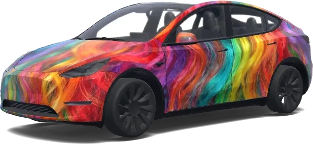 Colorful Wig Wrap – Tesla Model Y wrap