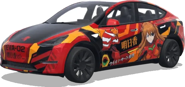 EVA-02 Асука Красный (明日香) – оклейка Tesla Model Y
