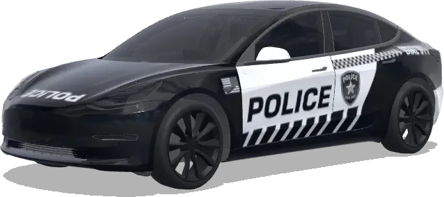 Schwarz-Weiß-Polizeistern – Tesla Model 3 Wrap