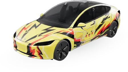 稲妻ボルトピカチュウ (פיקצ'ו) – テスラ Model 3 ラッピング