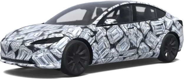 Сцена с изумрудными бриллиантами (I want the scene with a lot emerald cut diamonds.) – оклейка Tesla Model 3