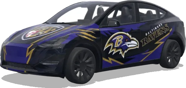 Baltimore Ravens, black, aggressive – Tesla Model Y wrap