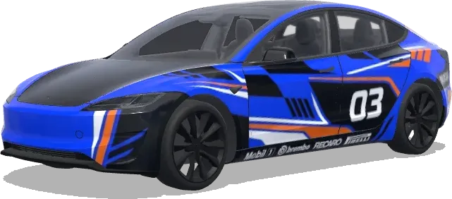 Blue 03 Racing Wrap – Tesla Model 3 wrap