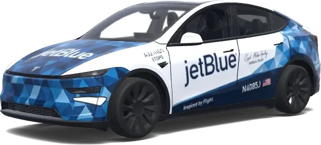 JetBlue Geometric Blue Wrap – Tesla Model Y wrap