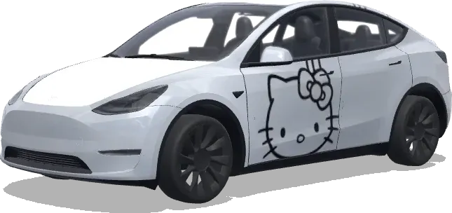Silver Hello Kitty – Tesla Model Y wrap