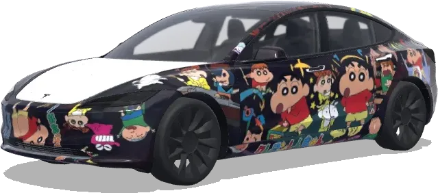Crayon Shin-chan fondo oscuro – wrap para Tesla Model 3