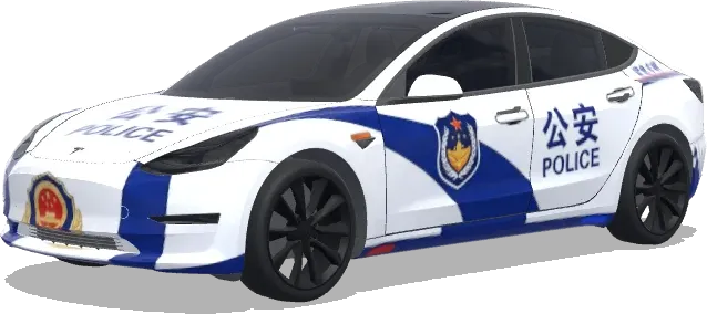 Blue White Police Shield (警车涂装,蓝白条纹,官方徽章和紧急车辆标记) – Tesla Model 3 wrap