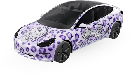 ライラック・チーター (Lilac cheetah) – テスラ Model 3 ラッピング