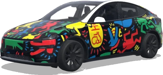 Keith Haring noir (Keith haring with black background) – covering Tesla Model Y