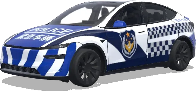 블루 화이트 경찰 배지 테슬라 (警车涂装,蓝白条纹,官方徽章和紧急车辆标记) – 테슬라 Model Y 랩핑