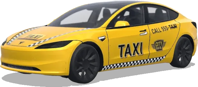 Городское такси в клетку – оклейка Tesla Model 3