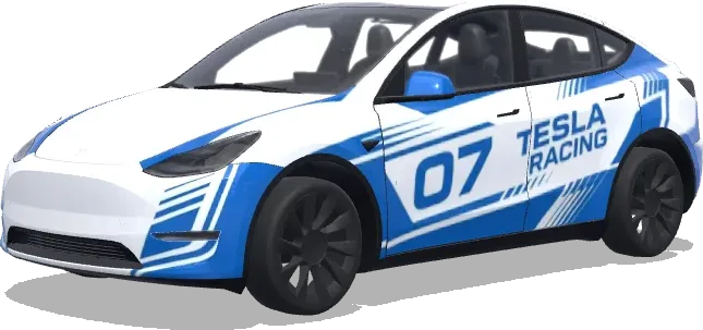 White Blue Racing Livery (白色为主题,蓝色贴花的赛车涂装) – Tesla Model Y wrap
