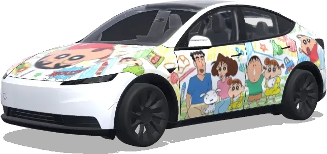蠟筆小新家庭主題車身貼膜 – 特斯拉 Model Y 塗裝