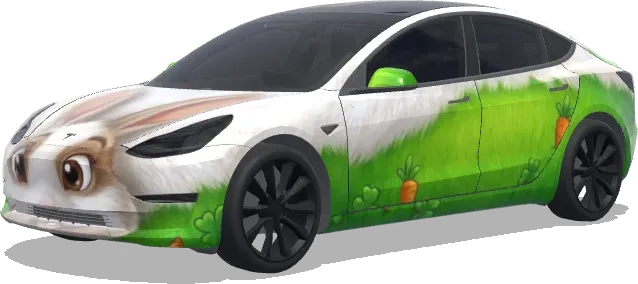 Grünbäuchiges Kaninchen (green belly rabbit) – Tesla Model 3 Wrap