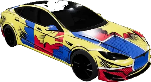 セルシェイドコミック - Model S 旧型 (Cel-Shaded Comic - Model S Pre-2021 (Original)) – テスラ Model S ラッピング