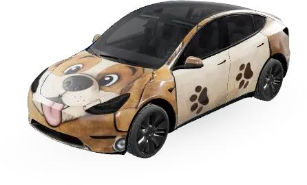 3D Hund Cartoon (Dog Cartoon 3D) – Tesla Model Y Wrap