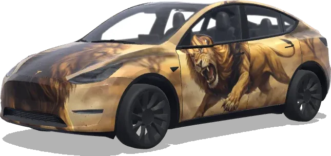Attacking Lion – Tesla Model Y wrap