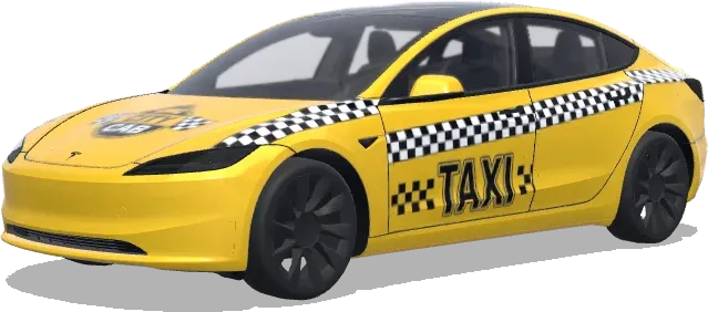 Жёлтая такси-полоска в клетку – оклейка Tesla Model 3
