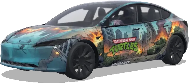 Tortues Ninja sur Verdansk (TARTARUGHE NINJA CHE COMBATTONO SU VERDANSK) – covering Tesla Model 3