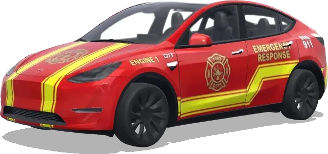 Rotes Feuer – Notfallreaktion – Tesla Model Y Wrap