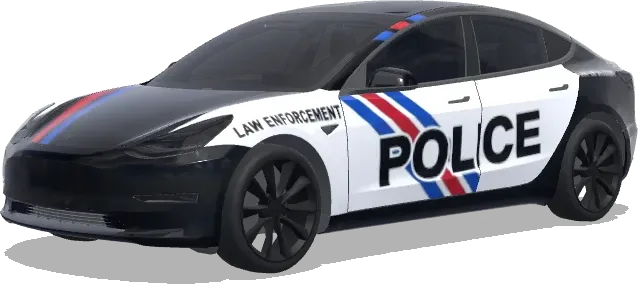 斜條紋警車 – 特斯拉 Model 3 塗裝