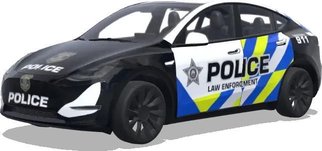 Rayas azules y amarillas de policía – wrap para Tesla Model Y