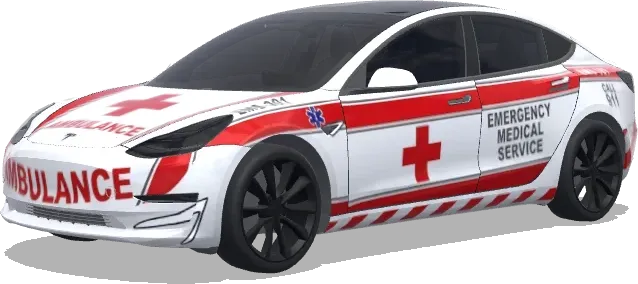 Ambulance avec croix blanche et rouge – covering Tesla Model 3