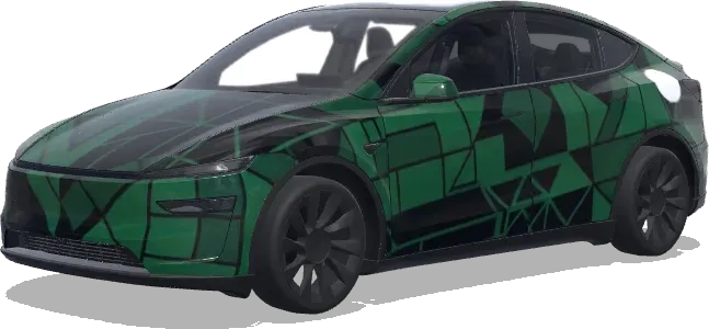 Geometría Negro Verde – wrap para Tesla Model Y