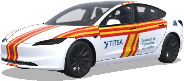 테네리페 TITSA 버스 (Igual que un bus de titsa de Tenerife,) – 테슬라 Model 3 랩핑