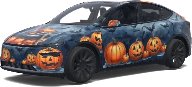 Gruselige Nacht-Kürbisse – Tesla Model Y Wrap