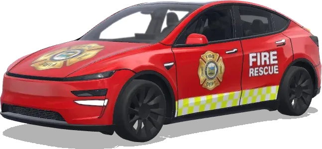 Décalage à damier rouge de sauvetage incendie – covering Tesla Model Y
