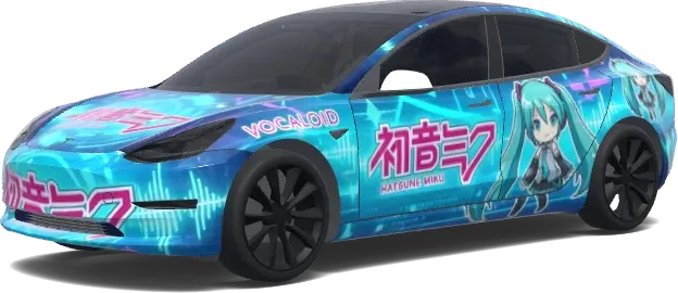初音未來痛車(Hatsune Miku itasha.) – 特斯拉 Model 3 塗裝