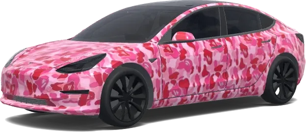 Pink Camo Tesla Wrap – Tesla Model 3 wrap