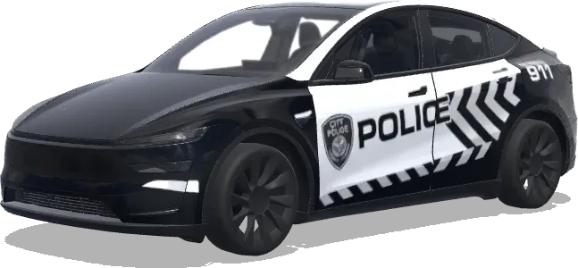 Black White Police 911 Wrap – Tesla Model Y wrap