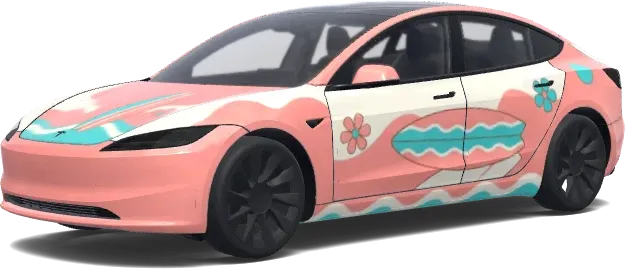 Retro Beach Vibes – Tesla Model 3 wrap