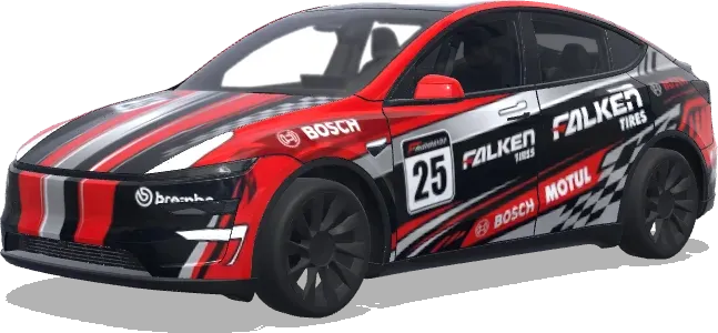 Rot-Schwarz Falke 25 – Tesla Model Y Wrap