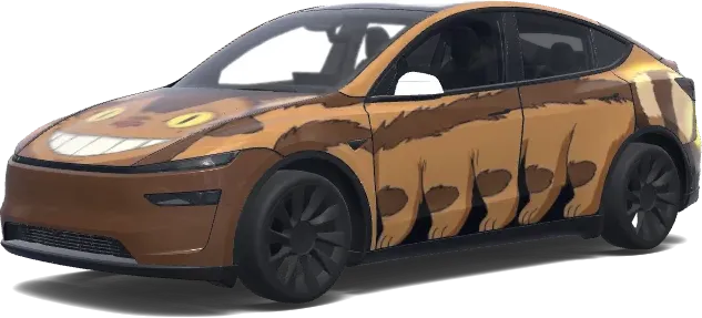 Autocollant de carrosserie Tesla « Bus Chat Souriant » – covering Tesla Model Y
