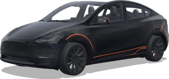 啞光黑橙色曲線 – 特斯拉 Model Y 塗裝