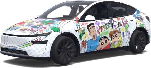 Crayon Shin-chan Familien-Folierung – Tesla Model Y Wrap