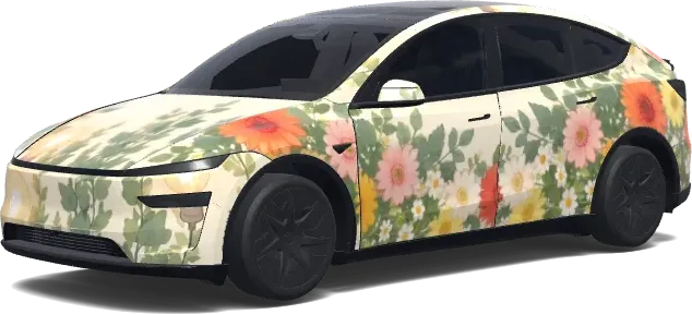 Blumenwiesen-Folierung – Tesla Model Y L Wrap