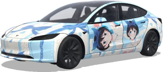 Anime Charaktere Türen (我想让图片中的动漫角色出现在左右侧车门上) – Tesla Model 3 Wrap