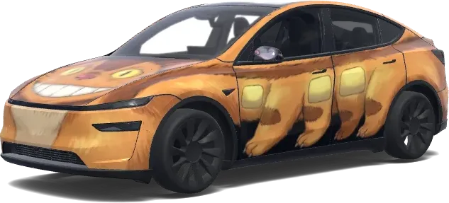 Grinsender Katerbus-Tesla-Folierung – Tesla Model Y Wrap