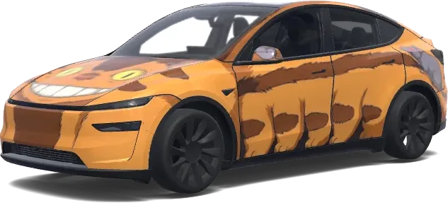 Обёртка «Ухмыляющийся оранжевый Котобус» – оклейка Tesla Model Y