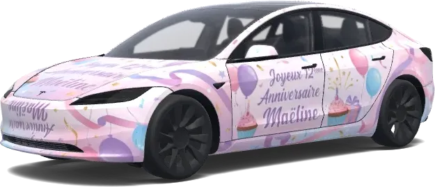 12 лет Маэлин – оклейка Tesla Model 3