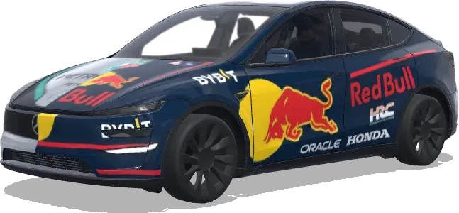 Mitad Red Bull mitad Mercedes – wrap para Tesla Model Y