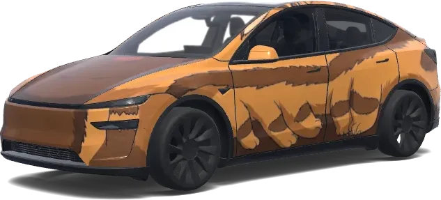 Морда кота и девушка (Cat face as the front. Girl in the windshield) – оклейка Tesla Model Y
