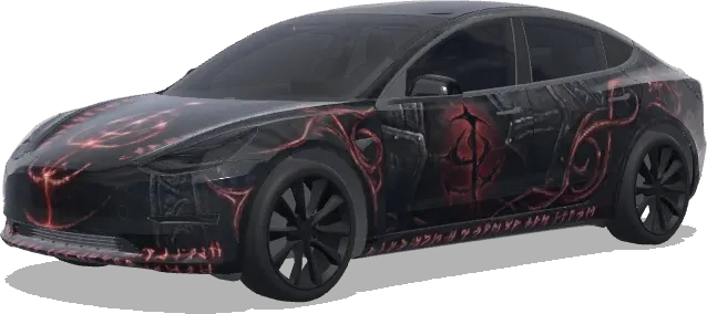 Elden Ring руны – оклейка Tesla Model 3