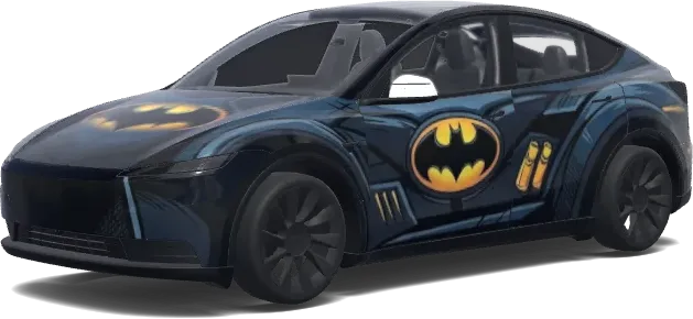 Batmobile style comic (comic book style Batmobile.) – covering Tesla Model Y
