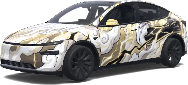 Goldener Sturm-Tarnmuster – Tesla Model Y Wrap